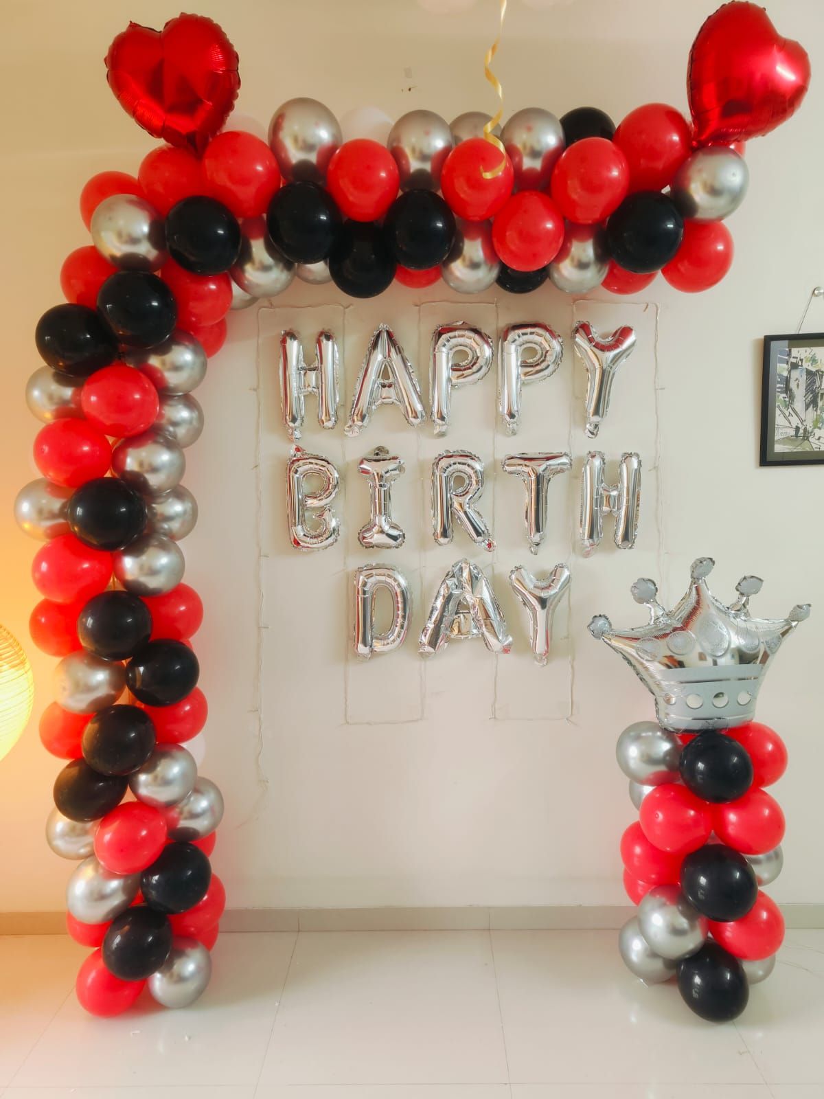 Red and white balloon colour arch 