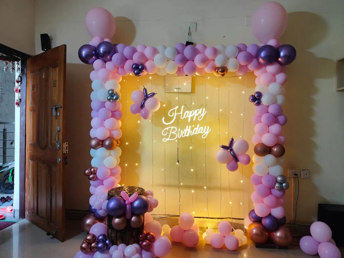 Square stand butterfly theme birthday 