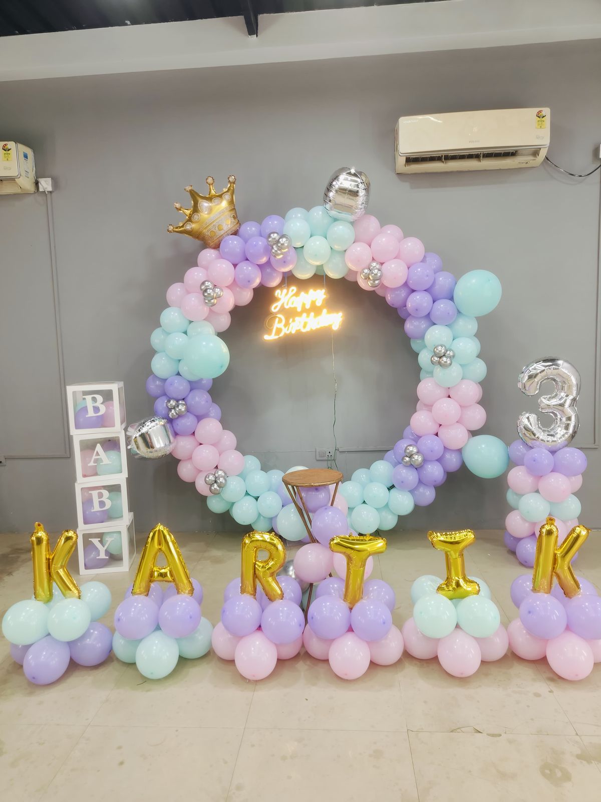 3rd birthday Multiple colours balloon decoration 