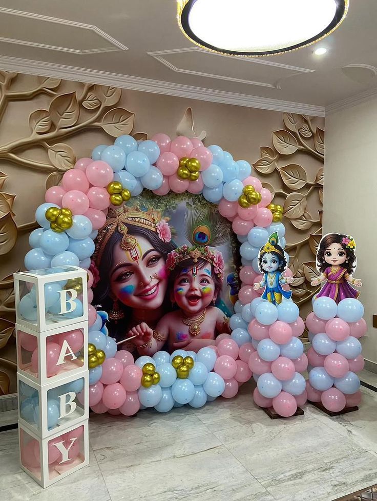 Radhe Krishna theme decor on ring stand 