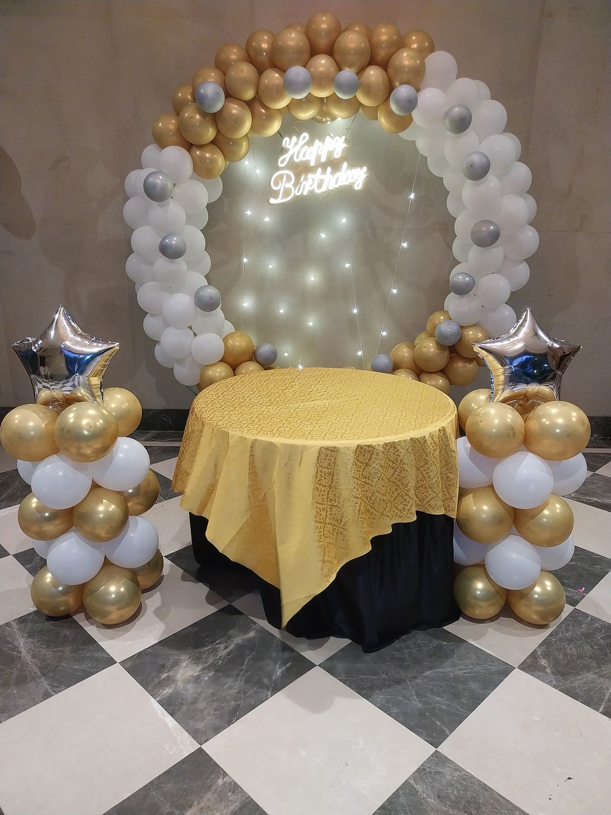 White and golden colour balloon decoration 
