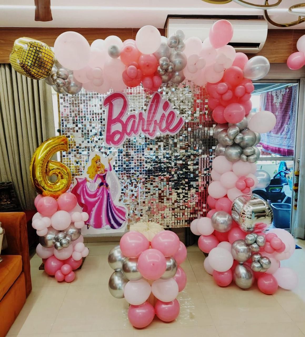 Barbie theme with silver sequence premium decoration 