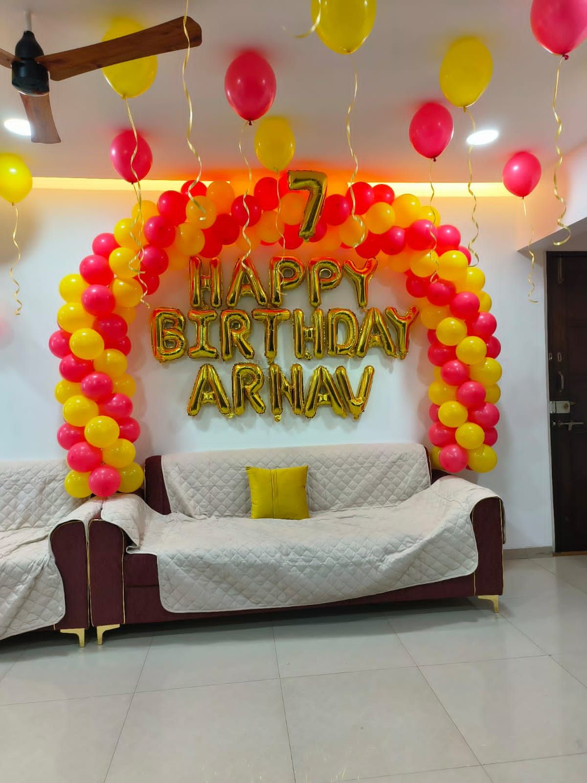 7th birthday decoration in hall