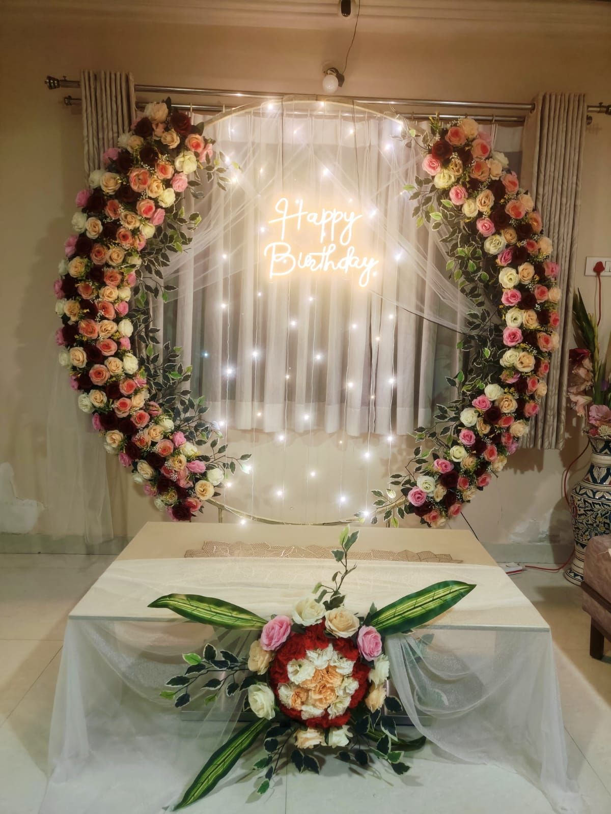 Artificial flowers birthday decoration ring 