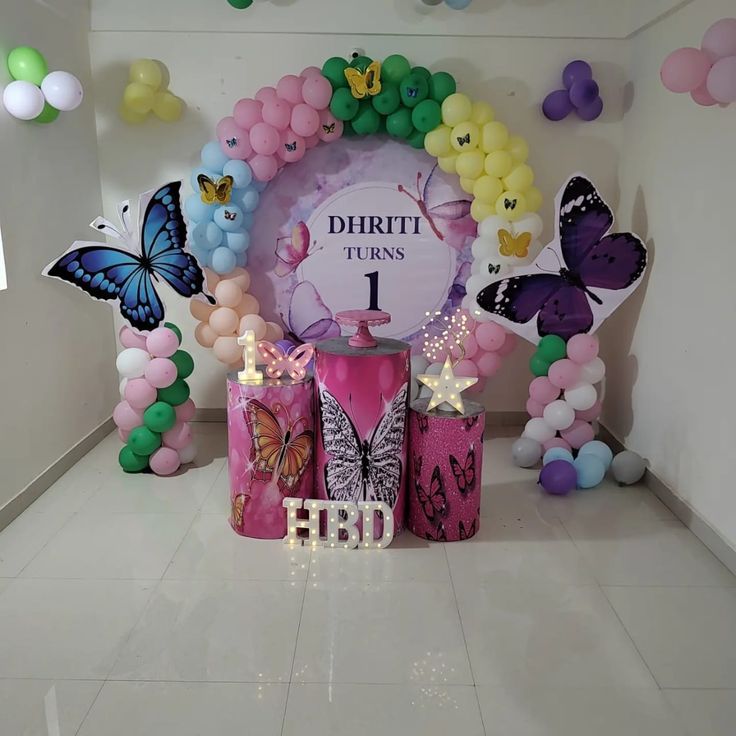 Butterfly balloon decoration for girls birthday 