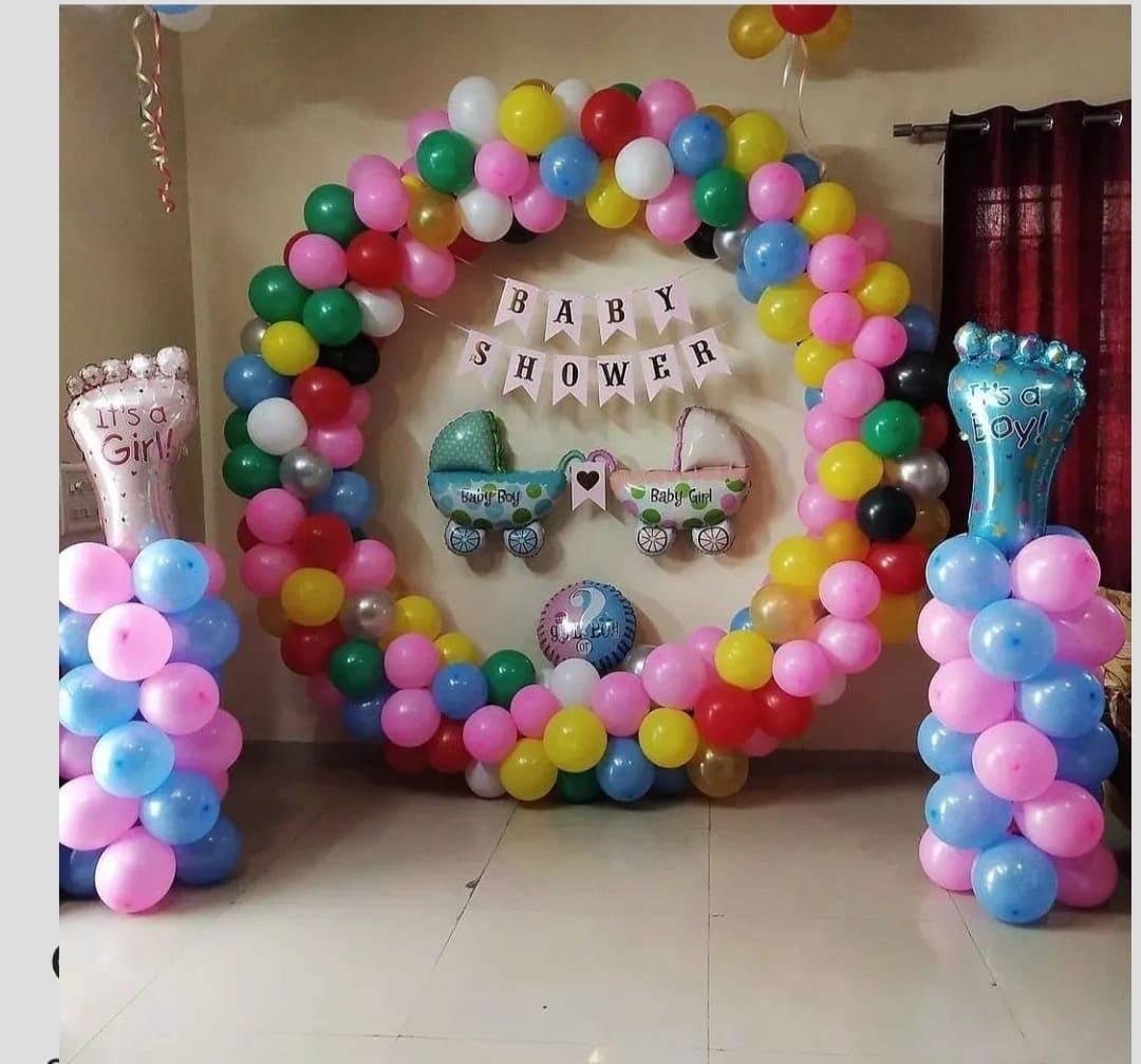 Multy colour baby shower balloon decor 