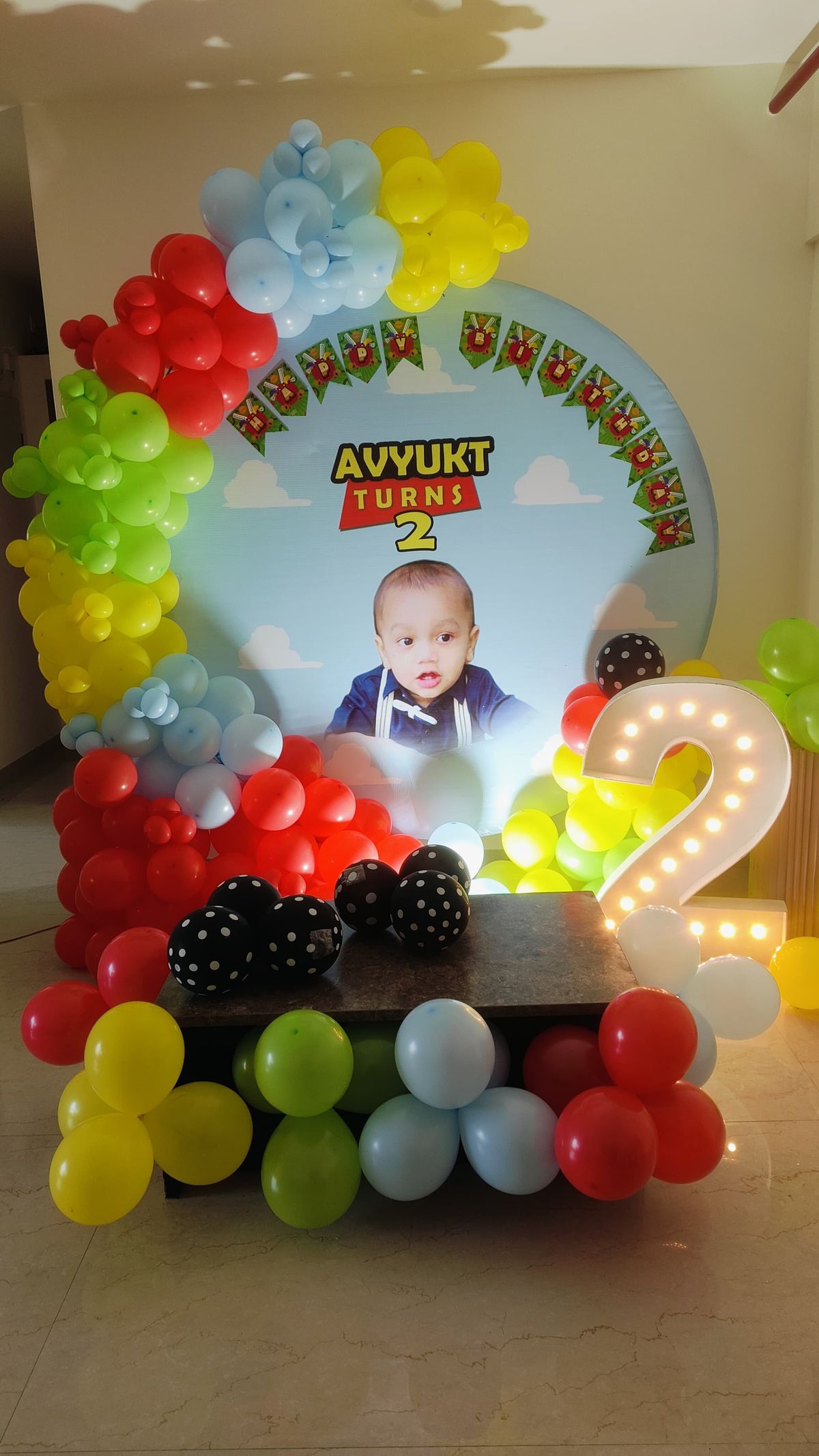 2nd birthday decoration with flex 