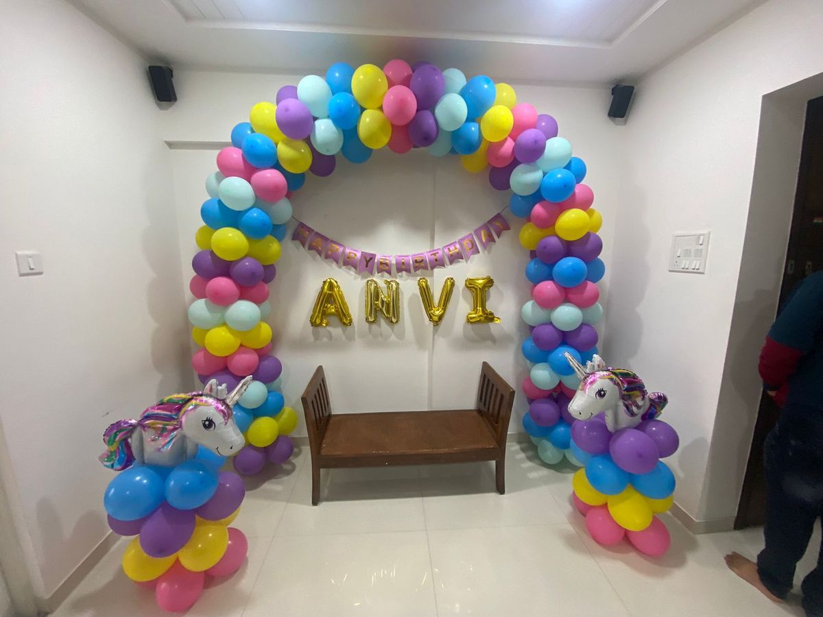 Unicorn theme birthday decoration semi circle on wall