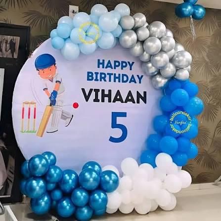Cricket theme birthday decoration on ring 